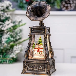 Christmas Snow Globe Musical Water Lantern Swirling Light 6H Timer USB Battery - Picture 1 of 6
