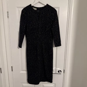 Hobbs Women’s Navy Speckled 3/4 Sleeve Midi Dress Size 12 Bodycon Lined - Picture 1 of 5