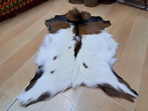 Small Goat Leather, Home Decor, Animal Pelt, Mottled Goat Skin, 1.3 x 2.1 ft - Picture 1 of 15