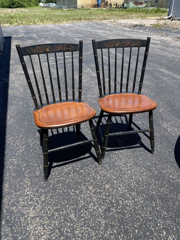 L Hitchcock Black Decorated Side Chair - Set of 2! Cover