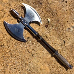 Defender 21" Medieval Double Blade Stainless Steel Axe With Wall Plaque - Picture 1 of 6