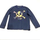Mini Boden Skull & Crossbones Appliqu Long Sleeve Graphic Tshirt Blue KIDS 4