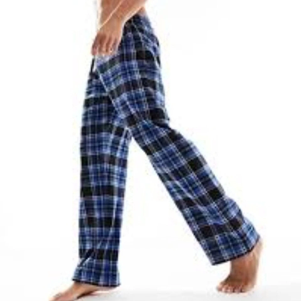 Embassy Men's Flannel Drawstring Straight Leg Plaid Lounge Pants Blue Medium NWT - Image 1 of 3