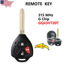 Upgraded Remote Key Fob 3 Button G Chip FCC ID: GQ43VT20T for 2010-2017 Toyota