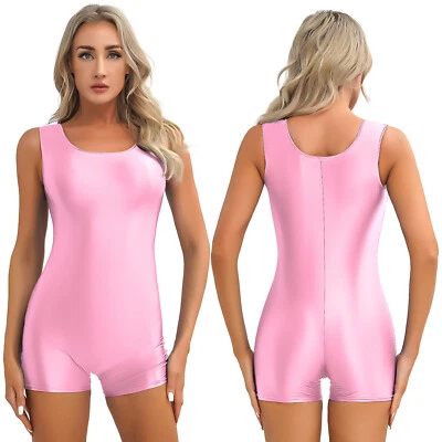 Damen ÖL Glanz Body Ärmellos Ringerrücken Badeanzug Sport Schwimmanzug Overalls - Bild 1 von 4
