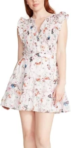 Steve Madden Kianna Mini Dress Size XS Floral Pintuck Pleat Sleeveless V-Neck - Picture 1 of 13