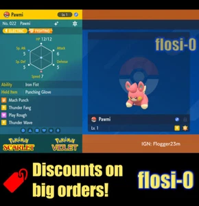 6IV Shiny Pawmi Pokemon Scarlet and Violet - Picture 1 of 1