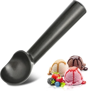 7" Nonstick Aluminum Ice Cream Scoop, Heavy-Duty, One-Piece Design, Black - Picture 1 of 12