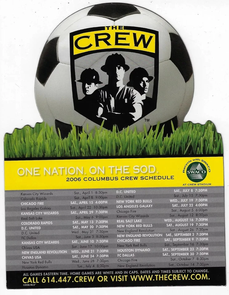 RARE 2006 Columbus Crew MLS MAGNET Soccer Schedule !!! Swaco — 第 1/1 张图片