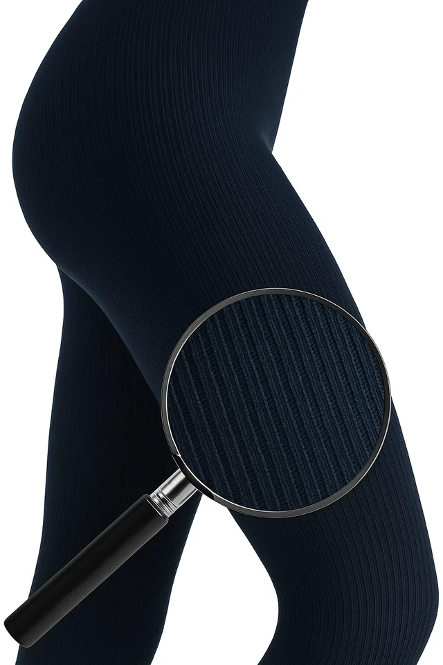 Woman's Thick Ribbed   Tights Black Bottle Green Navy Blue - Image 1 of 1