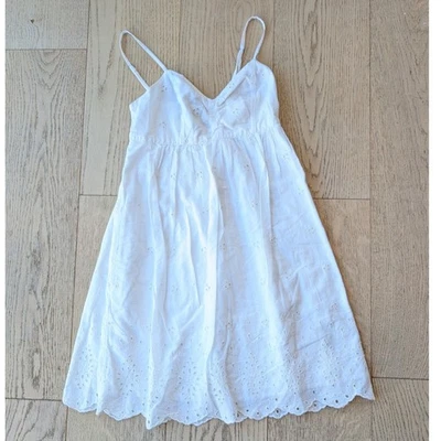 Vestido solero Abercrombie Fitch Coquette Cottagecore blanco con ojales de algodón con tiras XS Foto 1 de 4