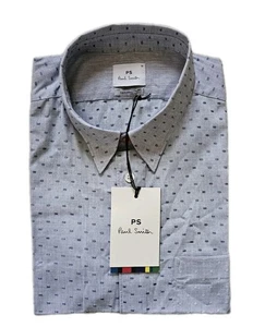 PAUL SMITH Hemd Herren M Punkte und Striche Tailored Fit Altrosblau Weiß Baumwolle - Bild 1 von 11