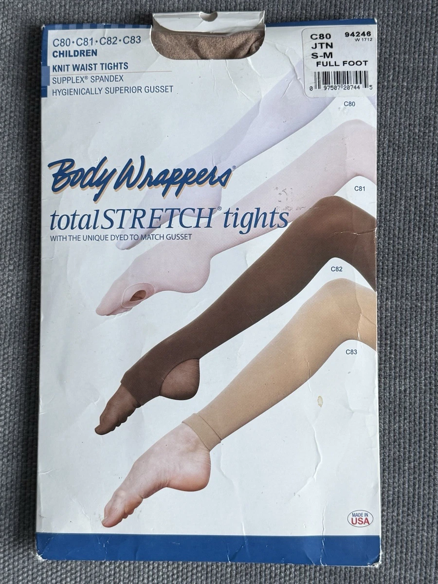 Body Wrappers Full Foot Knit Waist Tights C80, Tan, Size Child S-M