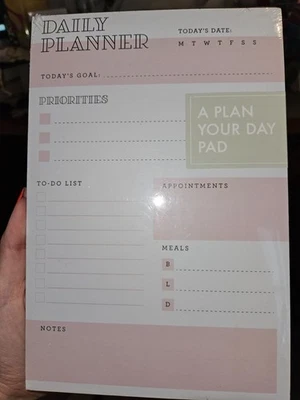 Pink note pad white Busy day Daily planner organiser  ADHD - Image 1 of 2