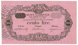 100 LIRE BANCA NAZIONALE NEL REGNO D'ITALIA 21/07/1893 BB/BB+ - Picture 1 of 6