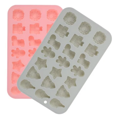  2 Weihnachts-Silikonformen: Kleine Backformen, Mini-Backbleche mit 21 Mulden - Bild 1 von 4