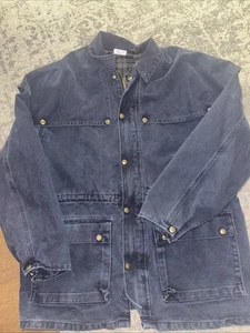 Vintage Carhartt Western Duster Chore Rancher Jacket CW083 Mens L Blue Gray - Picture 1 of 9