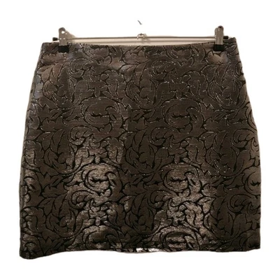 George A Line Cotton Skirt Size 16 Silver Black Shiny Party Xmas Christmas Boho - Image 1 of 4