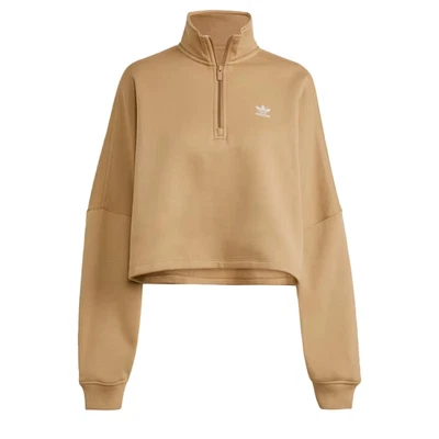 Sudadera polar Adidas para mujer Trefoil Essentials 1/2 cremallera talla S cartón Foto 1 de 4