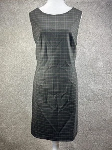 Casual Corner Wool Blend Grid Plaid Shift Dress 14 Gray Academia Preppy Career - Picture 1 of 9