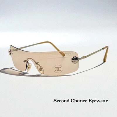 Очки солнцезащитные CHANEL 4086 C.124/60 серебристые без оправы защитные винтажные новые из старых запасов/не ношенные - Италия - Изображение 1 из 4