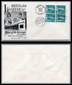 US FDC # 1031A 1 1/4c Palace of Governors  Fleetwood block  1960, 9Q1331 - Picture 1 of 1