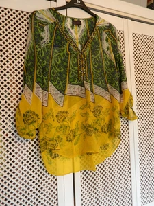 HALEBOB ladies top - yellow and green - size 14 - Picture 1 of 4
