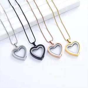 Glass Heart Cremation Jewellery Urn Necklace Pendant Ashes Locket Keepsake - Picture 1 of 16
