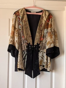 Vintage Spencer Alexis Black Multitexture Kimono Jacket sz 3x Romantic Cardigan - Picture 1 of 15