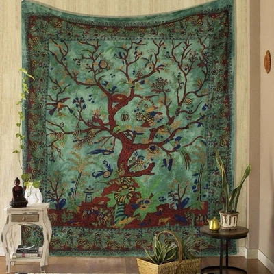 Mandala Tapestry Animal print Bohemian Bedspread Handmade Wall Decor 54x60” - Image 1 of 4