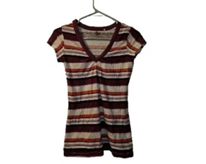 So Girls Short Sleeve Striped Shirt Top V-Neck Multi-Color Size Small - Picture 1 of 3