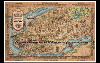 12x18 Prohibition Poster PHOTO Speakeasy Bars in New York Map Wall Decor - Image 1 of 2