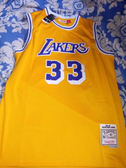Camiseta Kareem Abdul-Jabbar. Ángeles Lakers #33. Amarilla. Hardwood  Classics. Swingman