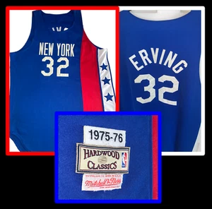 Maglia Julius Dr J Erving Mitchell & Ness 1975-76 New York Nets taglia 60 4XL uomo - Foto 1 di 18