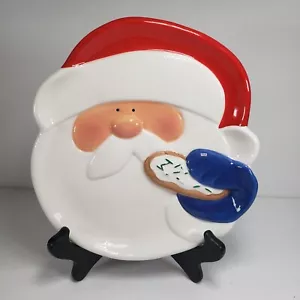 Dept 56 Christmas Cookie Plate 9" Merry Merry 3D Hand Painted Santa 5641328 - Picture 1 of 5