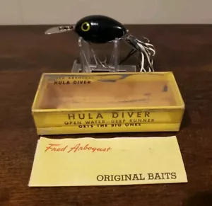 Vintage Fred Arbogast Hula Diver Black Fishing Lure w/Original Box Excellent - Picture 1 of 12
