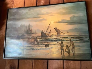 JOHN PITRE TOMORROW 32x21.5 Poster 1972 Surrealism visionary Art - Picture 1 of 6