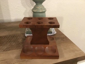 Vintage Smoking Tobacco Square Wood Pipe Stand Holder for Six Pipes - Picture 1 of 5
