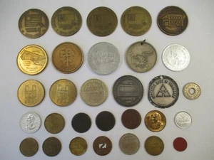 Bulk Lot 30 Assorted Mixed Tokens Medals Casino Trade Transit Misc - Picture 1 of 11