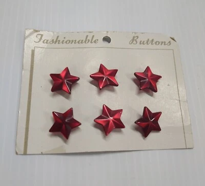 Vintage Deep Red Star Shaped Shank Style Buttons 11/16"  - Image 1 of 4