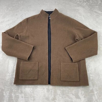 Eileen Fisher Doubleface Jacket Women Medium Brown Wool Cashmere Open Pockets - Image 1 of 4
