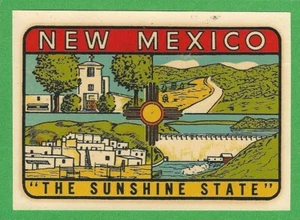 VINTAGE ORIGINAL 1948 GOLDFARB SOUVENIR "NEW MEXICO" TRAVEL WATER DECAL ART NICE - Picture 1 of 2