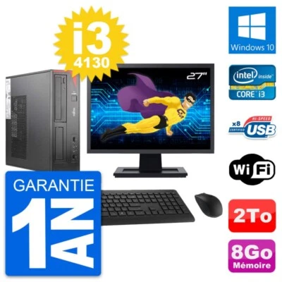 PC Fujitsu E520 Dt Pantalla 27" Intel i3-4130 RAM 8Go Disco 2To Windows 10 Wifi - Imagen 1 de 3