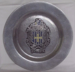 Vintage 1970's Ethan Allen Pewter Decorative Allen Crest Plate - Picture 1 of 4