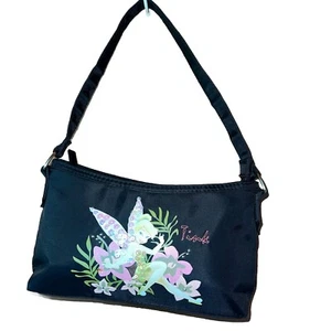 Disney Vintage Tinker Bell BlackShoulder Bag 2000s Style Y2K Floral Handbag - Picture 1 of 6