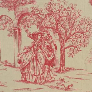 Tela de tela francesa Toile de Jouy | Aimee (rojo) - Imagen 1 de 5