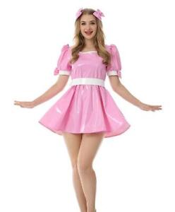 Adult Sissy Girl Maid PVC Lockable Vinyl Mini Dress cosplay costume Tailor-made