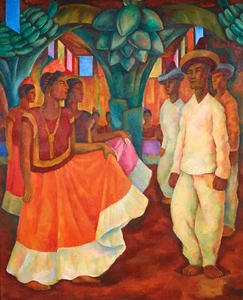 DIEGO RIVERA Mexican Art Poster or Rolled Canvas Print "Dance in Tehuantepec" - Picture 1 of 1