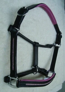 Tack Pink Padded Leather Horse Halter /Headcollar All Size. - Picture 1 of 4