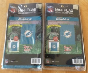 2 Miami Dolphins NBA Mini Flag Garden / Window 15" x 10.5" Window Hanger - Picture 1 of 4